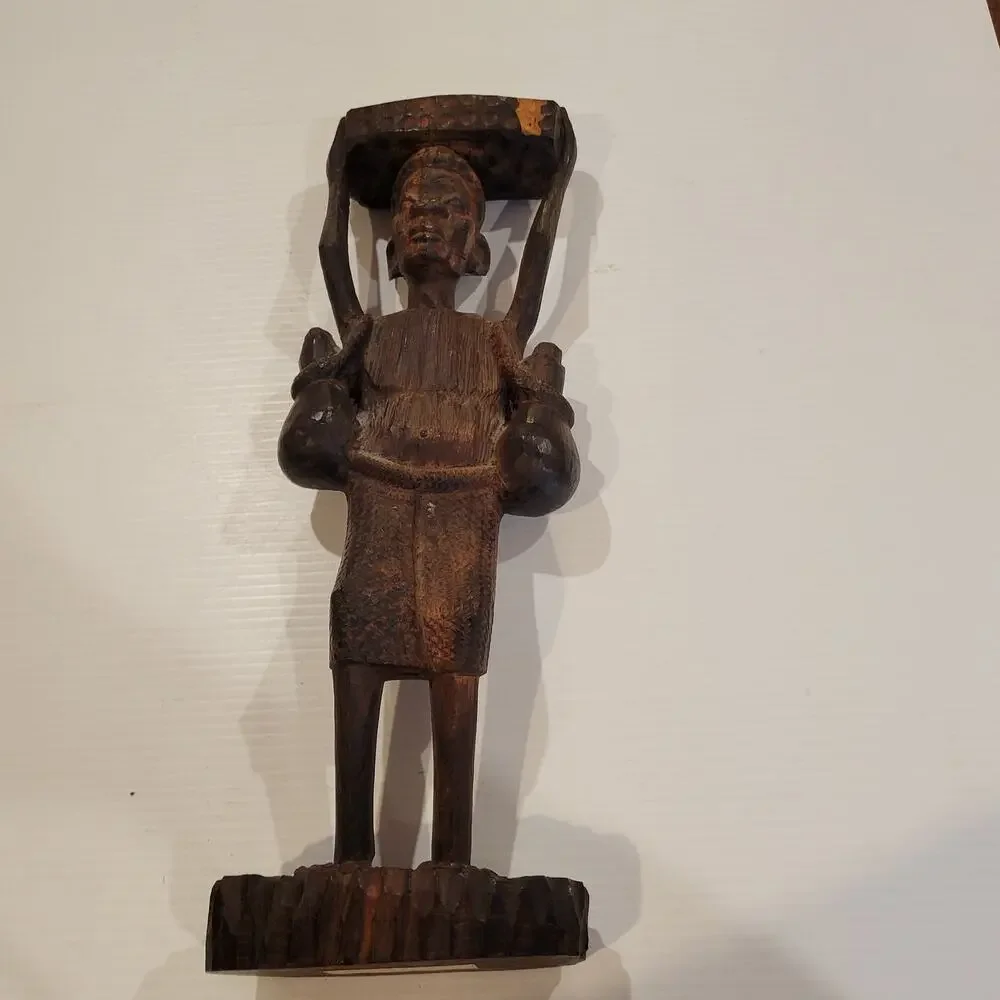 Vintage African Makonde Tanzania Sculpture Man Figure Ebony Hard Wood Carving